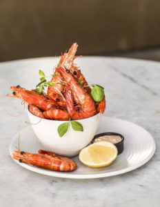 Whole cooked Queensland king prawns