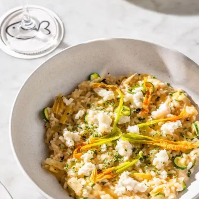 Plate of vegetarian risotto at Love Fish