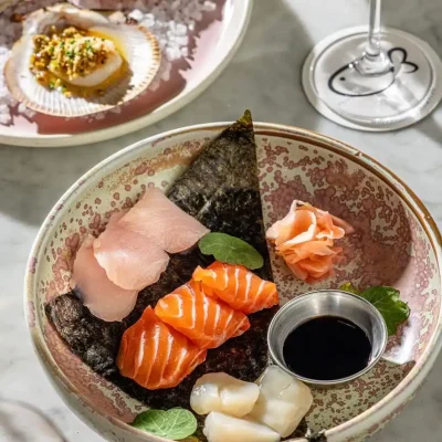 Plate of fresh sashimi