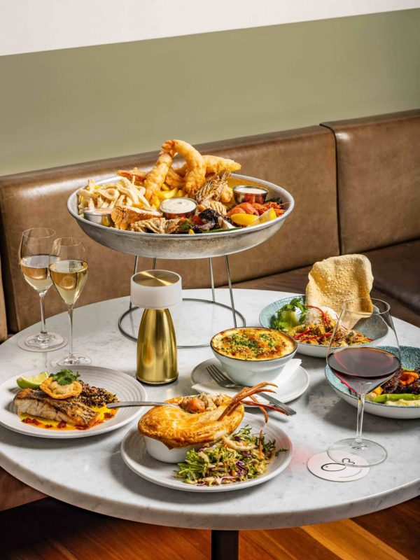 A Seafood Platter and more seafood dishes ad wine at love fish in Sydney
