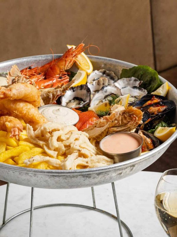 A Seafood Platter at love fish in Sydney with Champagne