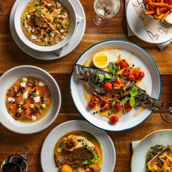 A table of seafood from love fish restaurant